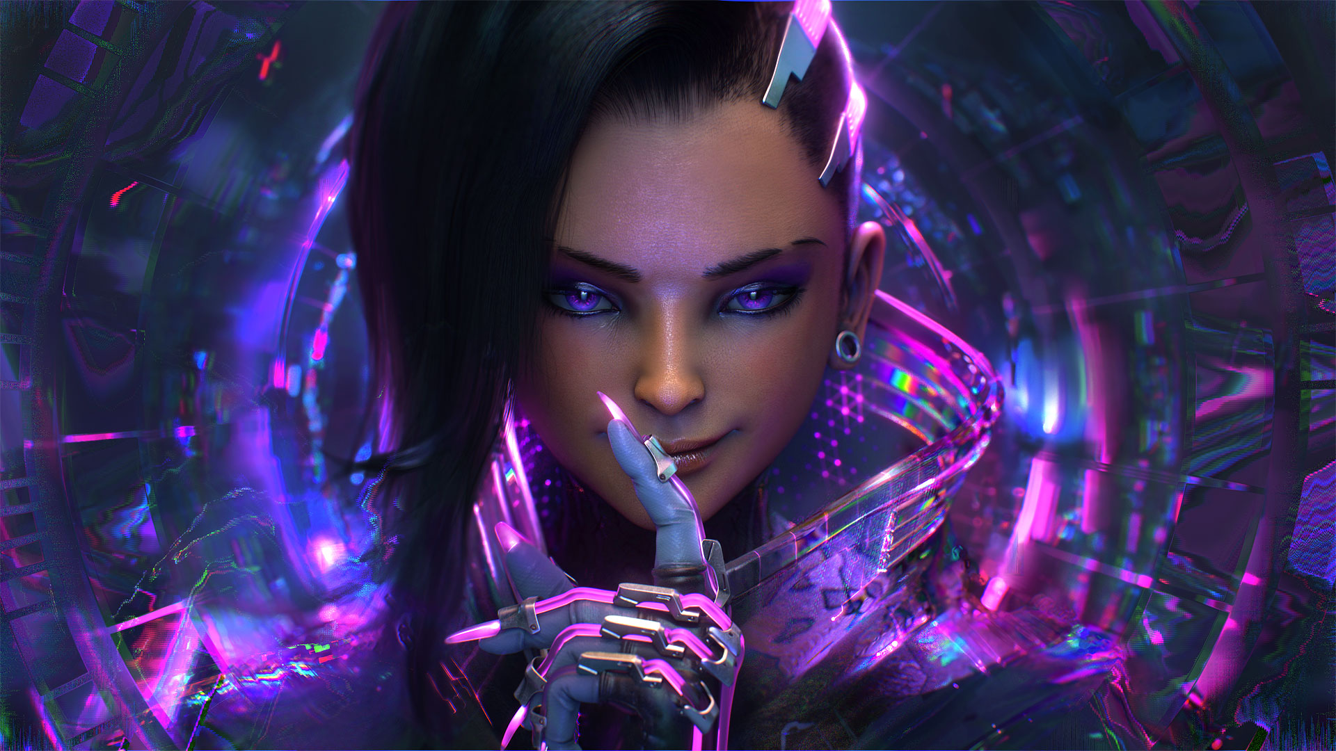 sombra with her hand up